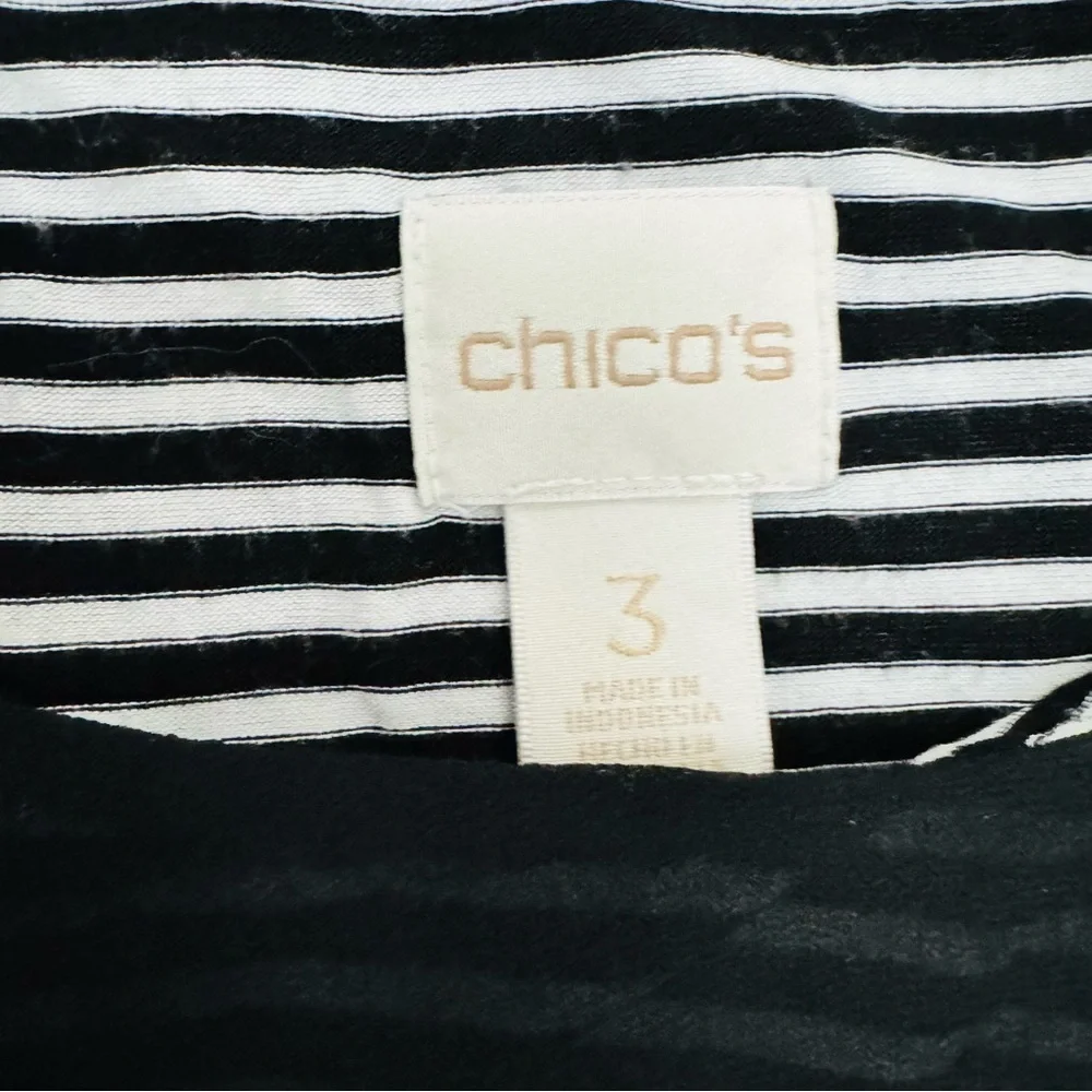Chico's Blue and White Layered Blouse with Striped Design - Picture 5 of 5